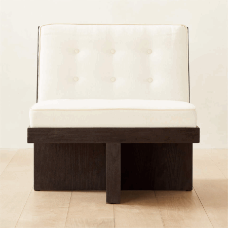 Modern White Linen Lounge Chair