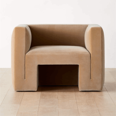 Architectural Velvet Lounge Chair