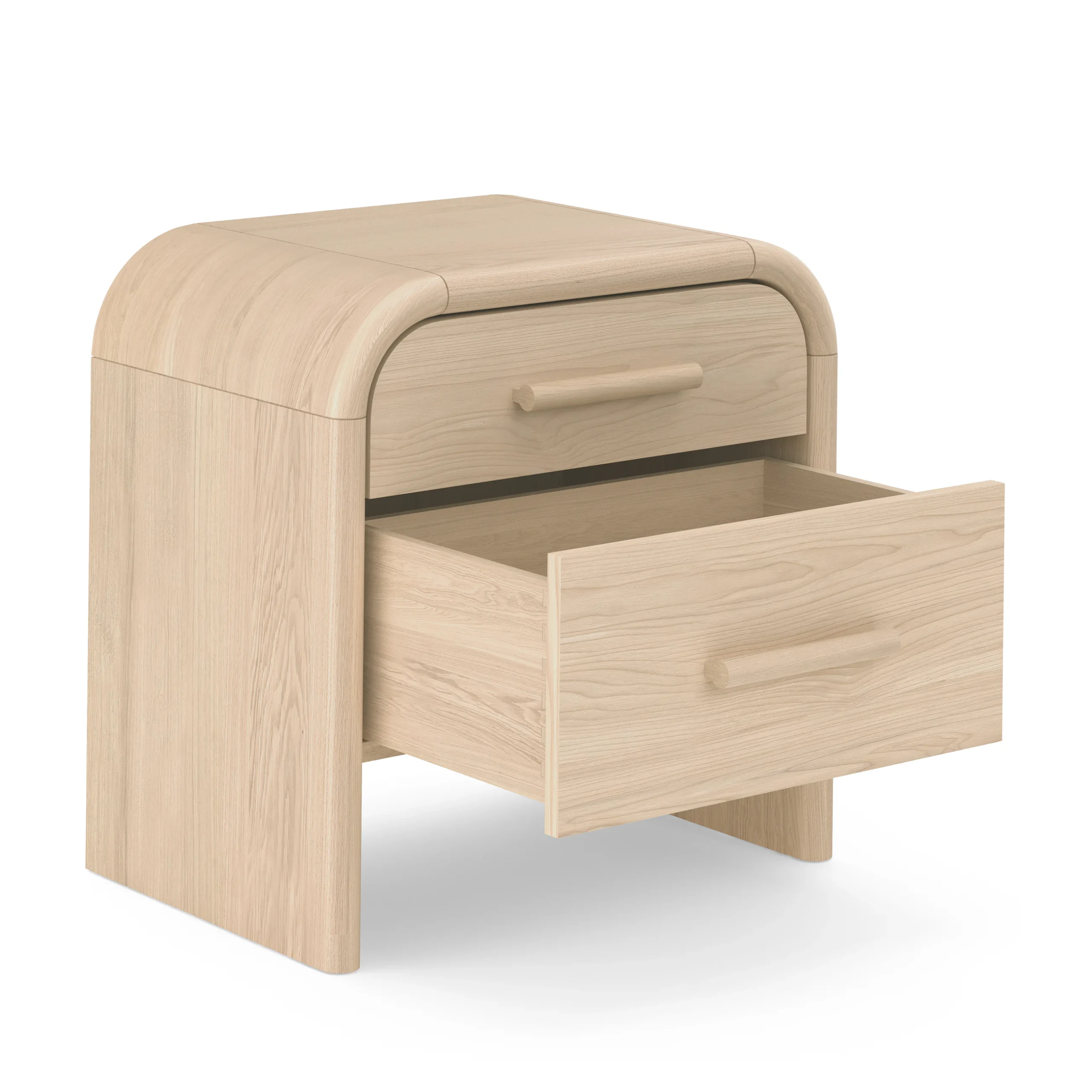 Light Oak Modern Two-Drawer-Bedside Table - Image 3